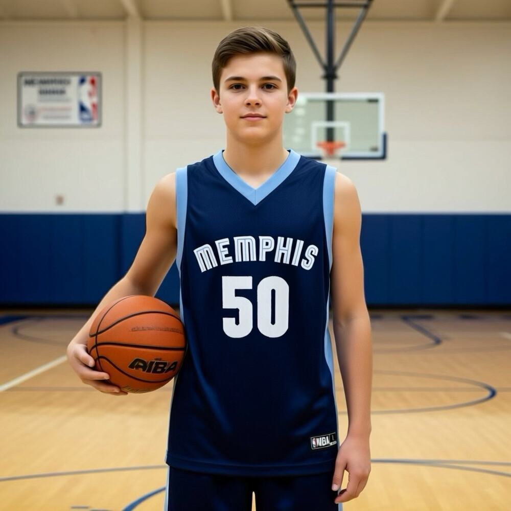 Memphis Grizzlies Jersey Sleeveless Boys L (12-14) Blue NBA Sports Randolph 50